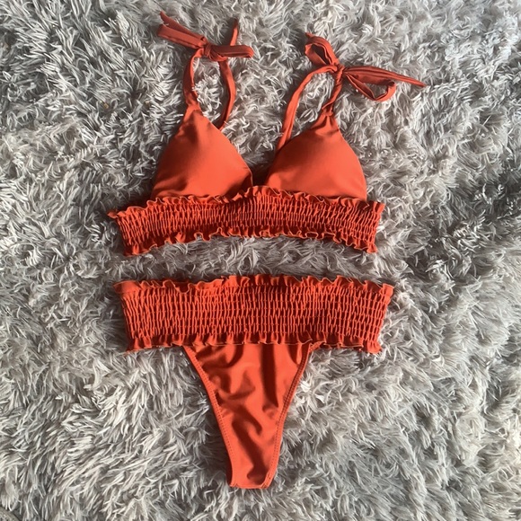 High waist rust-orange thong/Brazilian cut bikini - Picture 1 of 3